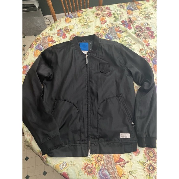 adidas Other - Adidas Originals Adicolor Trefoil Satin Bomber Jacket Mens M Black X41747